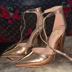 Lulus Rose Gold Lace-up Heels